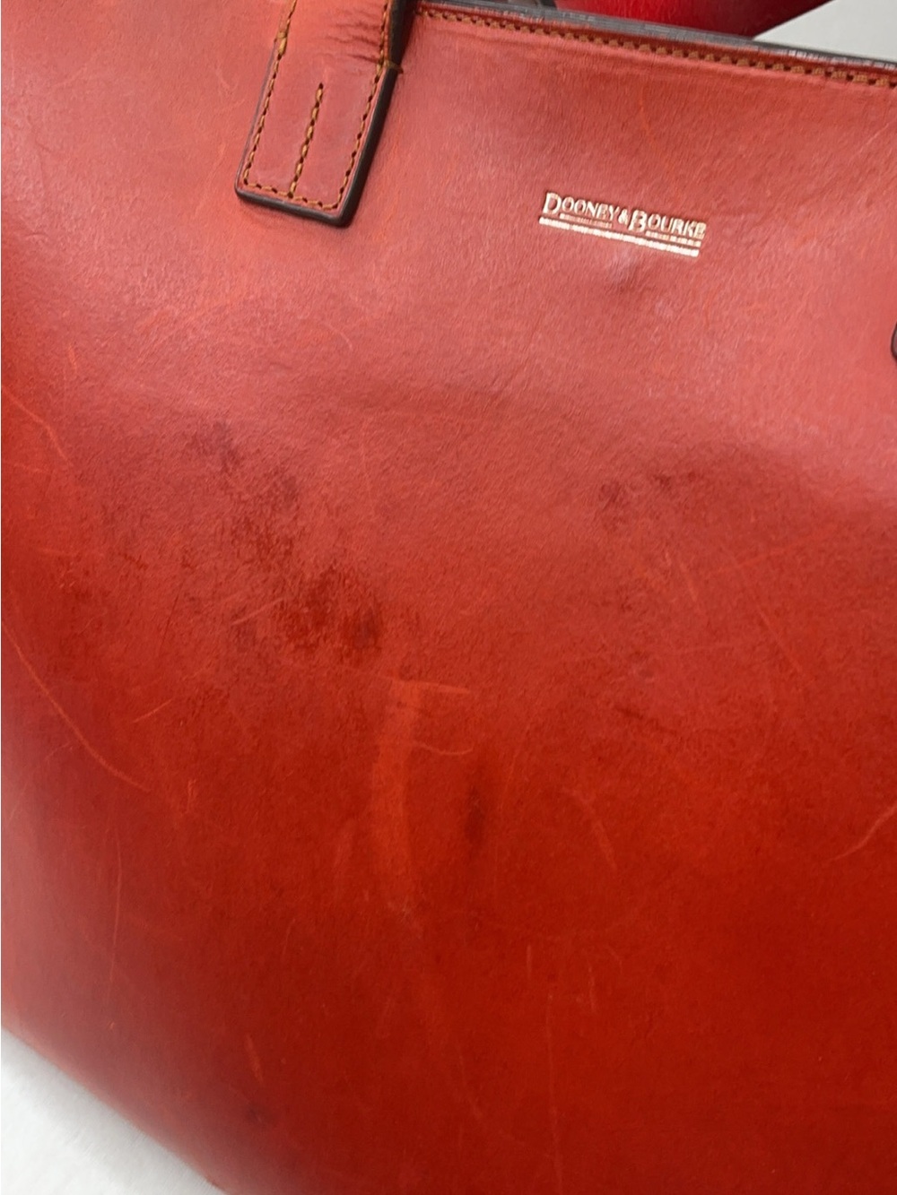 Dooney & Bourke Orange Leather tote bag. - Picture 7 of 13
